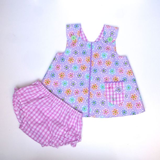 baby wrap over dress and frilly pants