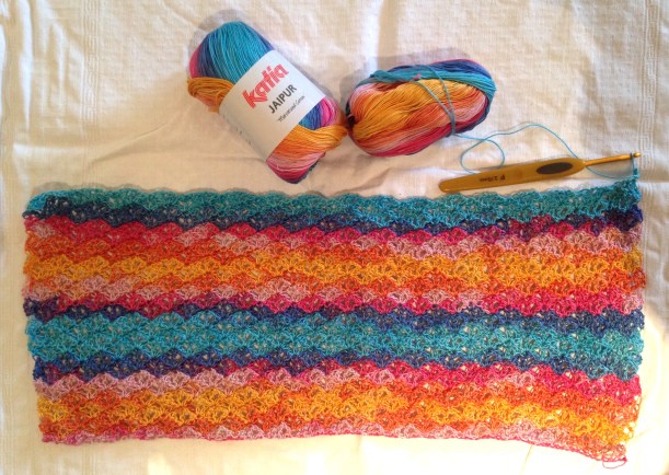 Rainbow shawl WIP