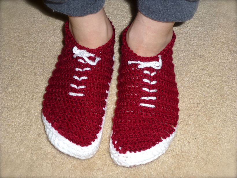 Red vans crocheted slippers