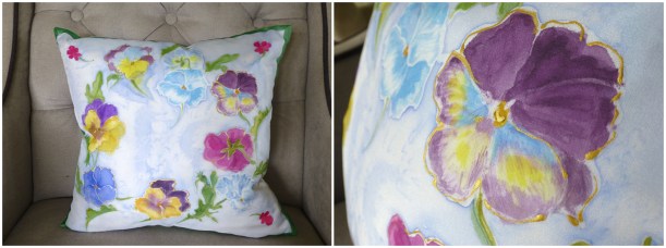 silk painted cushion cover