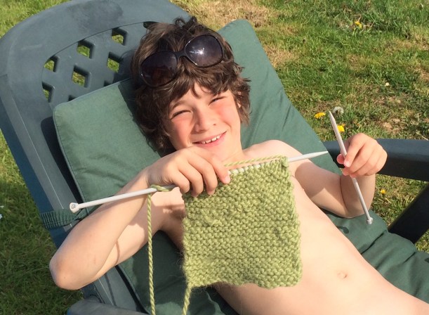 boy knitting