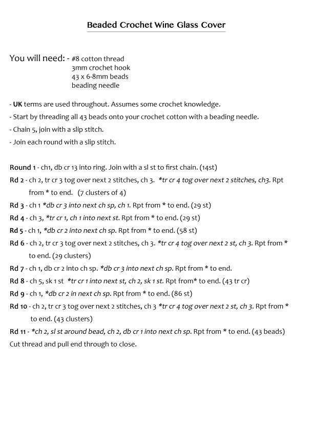 Beaded Wine Glass Cover