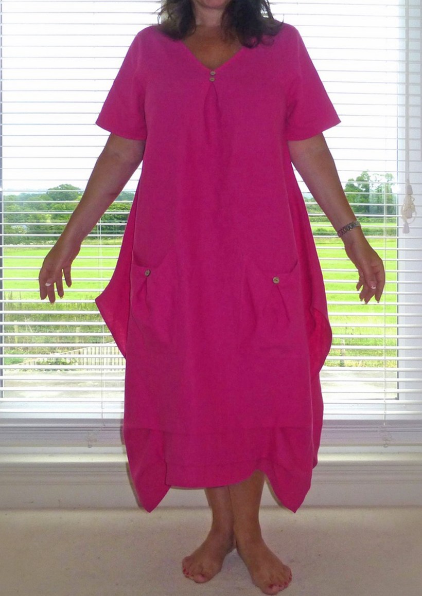 pink linen dress